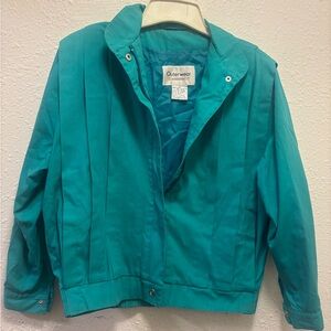 Vintage 1980's lightweight teal cotton blend windbreaker jacket